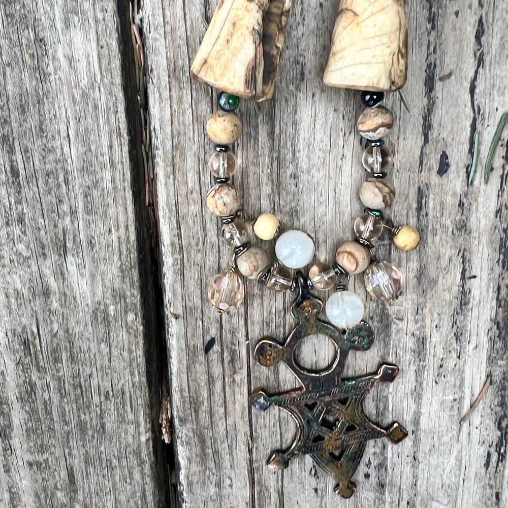 Handmade OOAK “TRAVELERS” necklace by Susan A Ray, author/jewelry designer.